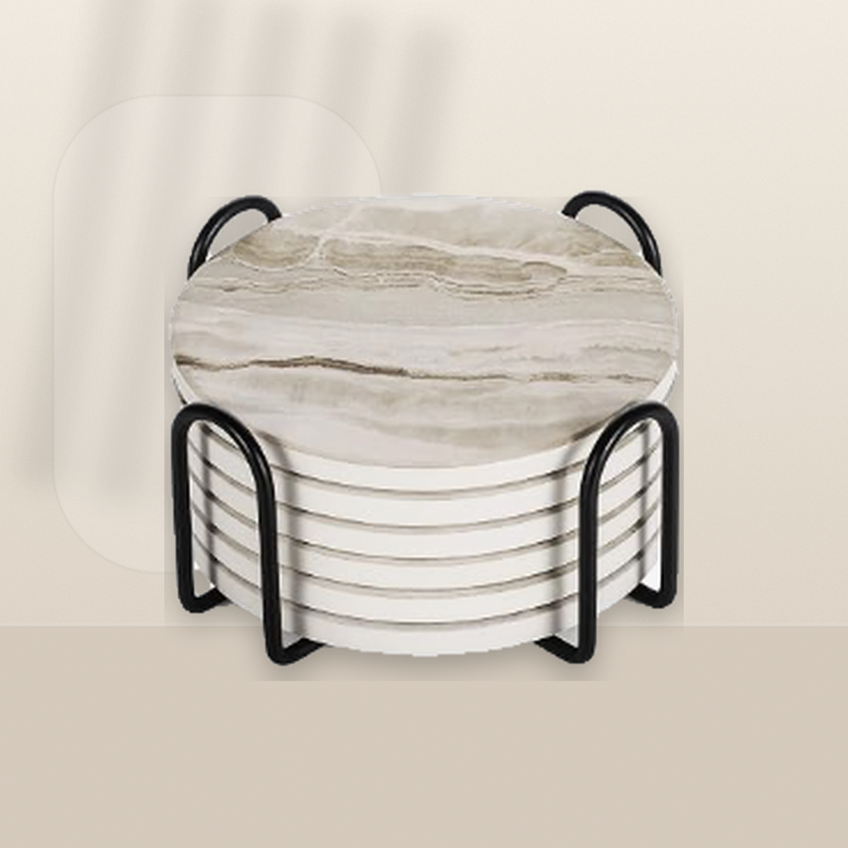 Livensio Marble Stone Coaster Set Holder