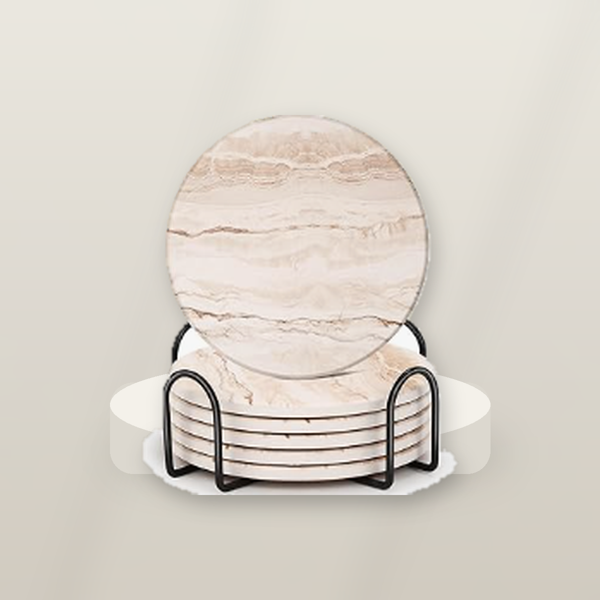 Livensio Marble Absorbent Coaster Set Holder
