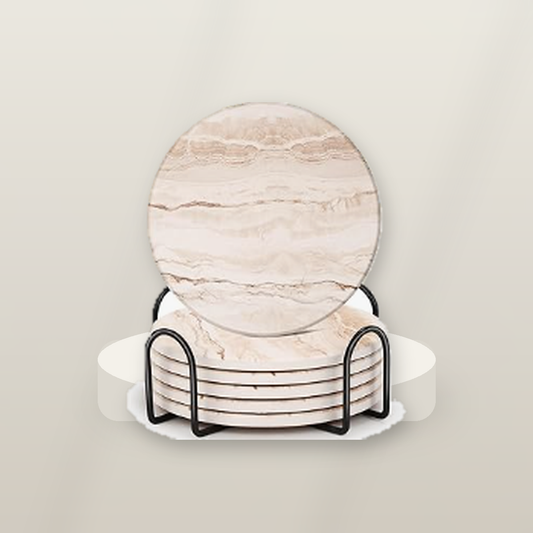 Livensio Marble Absorbent Coaster Set Holder