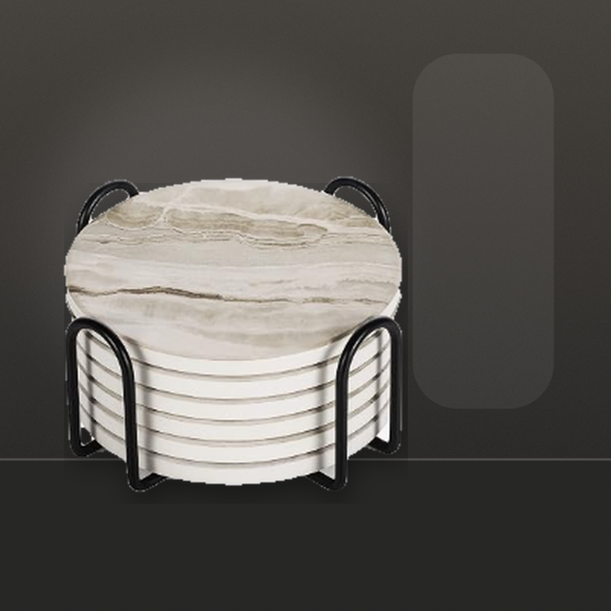 Livensio Marble Stone Coaster Set Holder