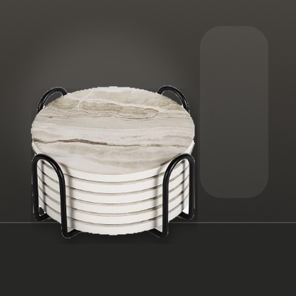Livensio Marble Stone Coaster Set Holder