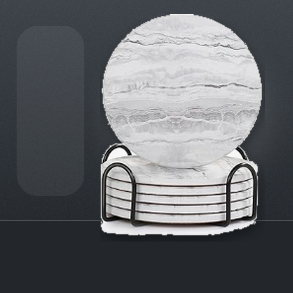 Livensio Gray Marble Coaster Set Holder