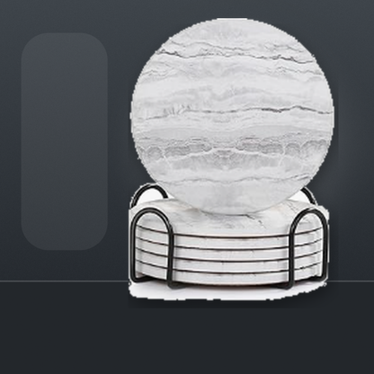 Livensio Gray Marble Coaster Set Holder