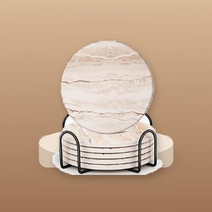 Livensio Marble Absorbent Coaster Set Holder