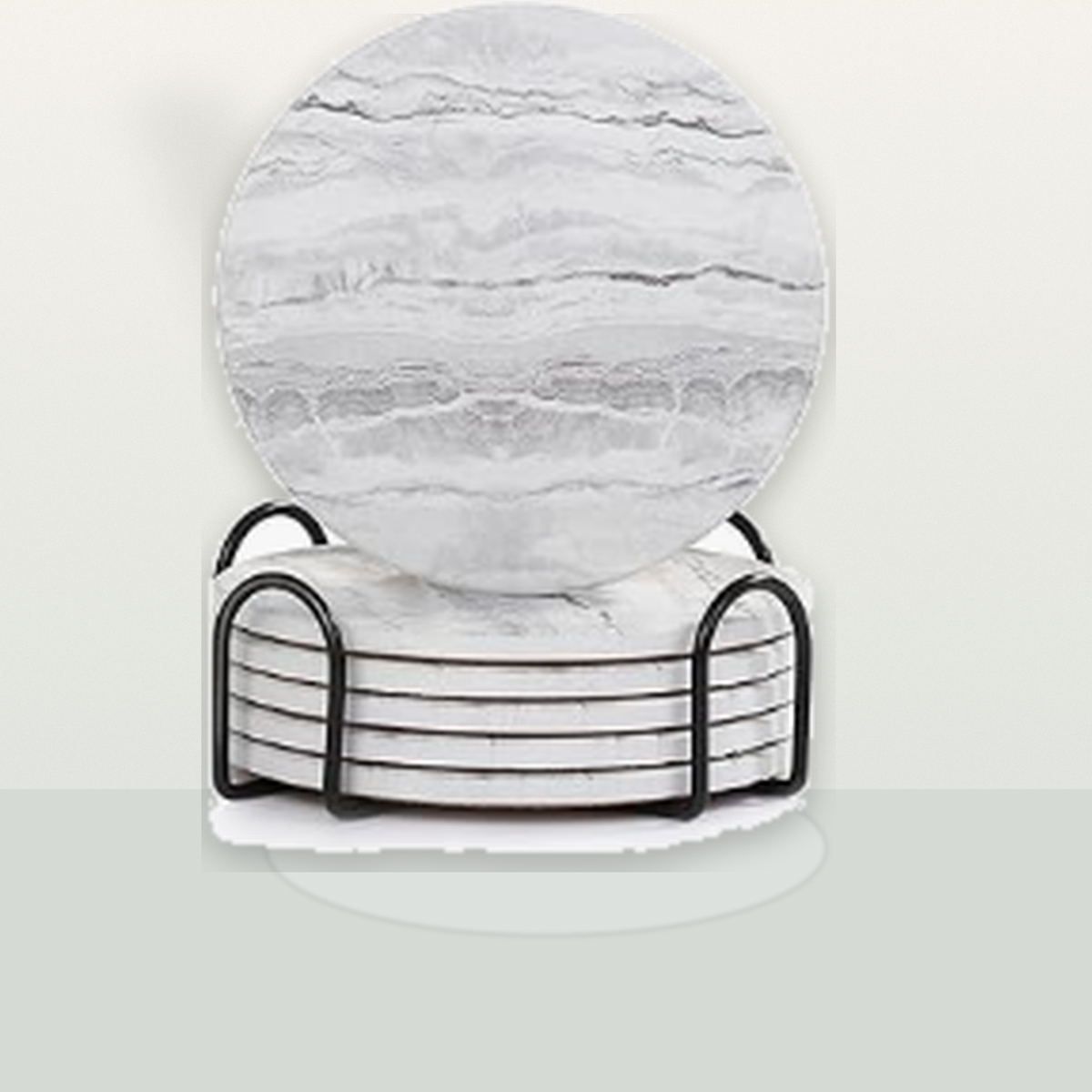 Livensio Gray Marble Coaster Set Holder