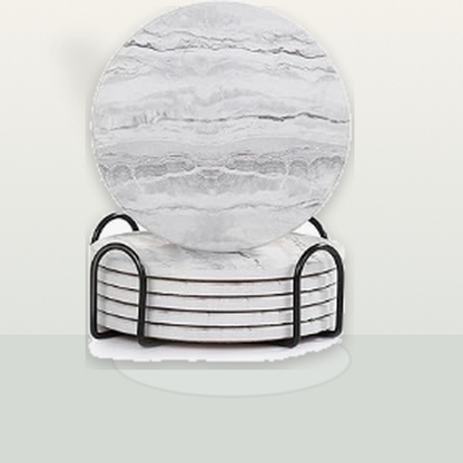 Livensio Gray Marble Coaster Set Holder