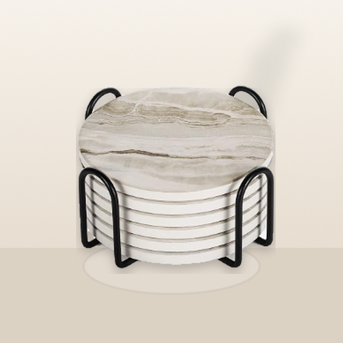 Livensio Marble Stone Coaster Set Holder
