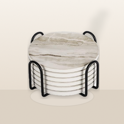 Livensio Marble Stone Coaster Set Holder