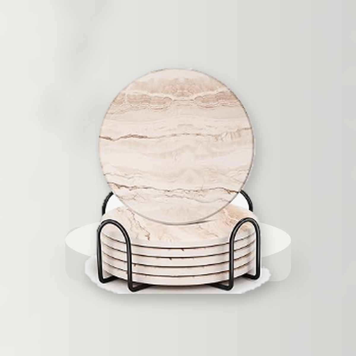 Livensio Marble Absorbent Coaster Set Holder