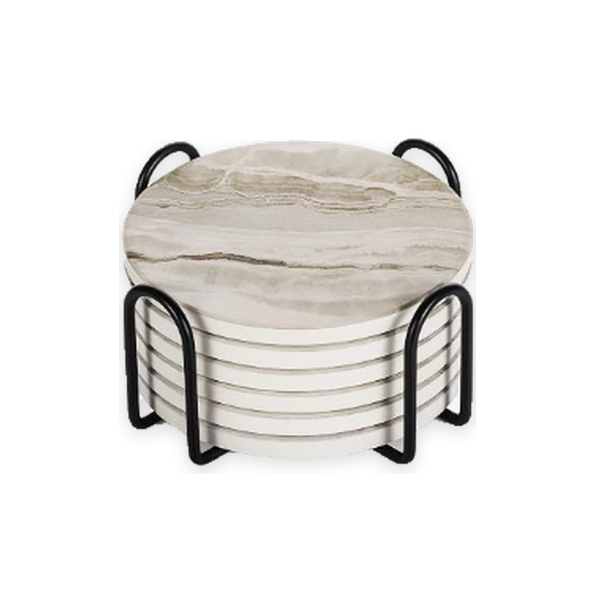 Livensio Marble Stone Coaster Set Holder