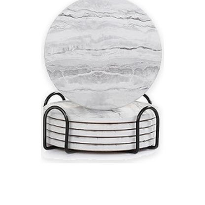 Livensio Gray Marble Coaster Set Holder