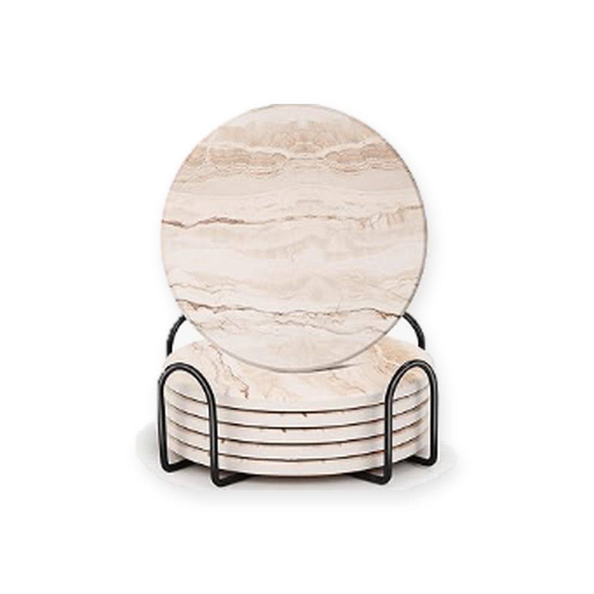 Livensio Marble Absorbent Coaster Set Holder